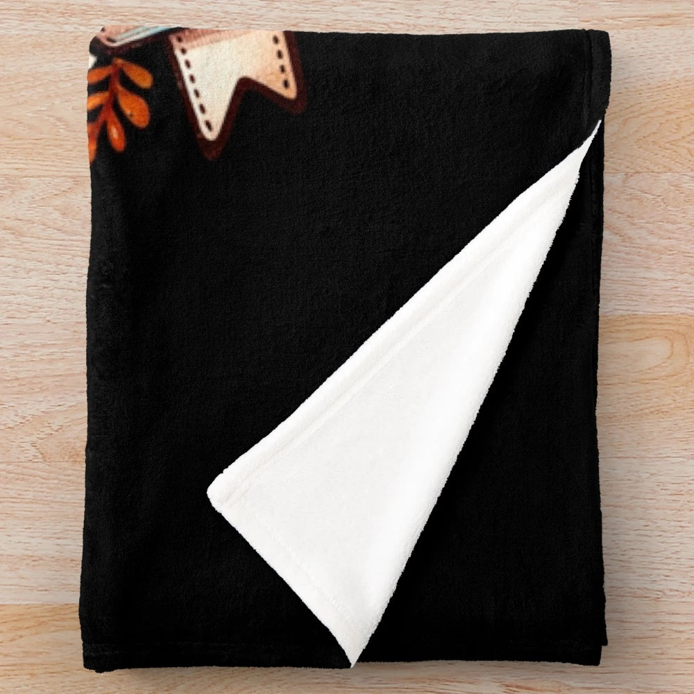 Plush blanket with vintage-inspired watercolor pumpkin design