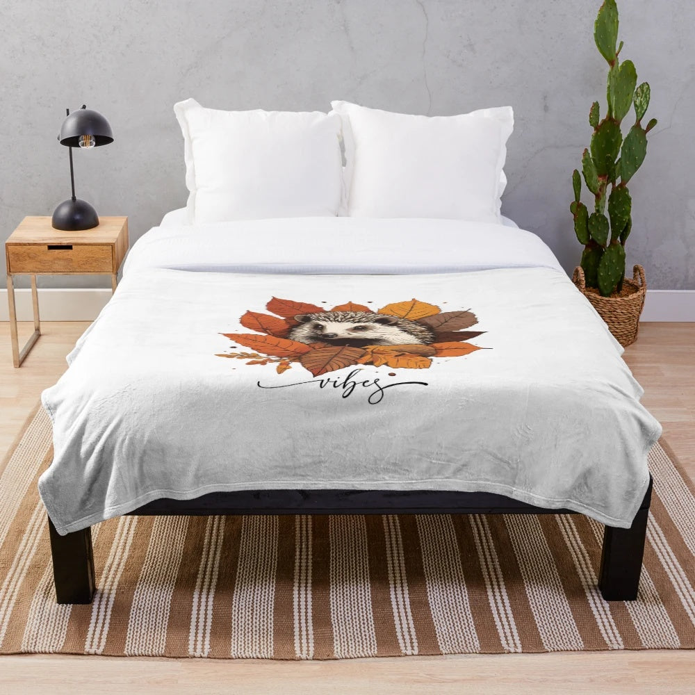 Plush blanket with minimalist autumn nature artwork