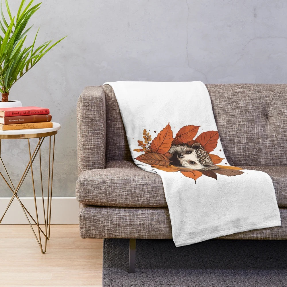 Plush blanket with minimalist autumn nature artwork