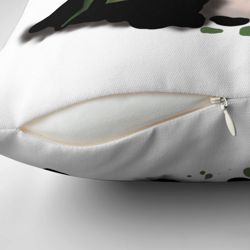 Soft, plush black and white leaf-shaped pillow for relaxation and home decoration