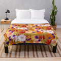 Autumn leaves plush blanket with collage art design