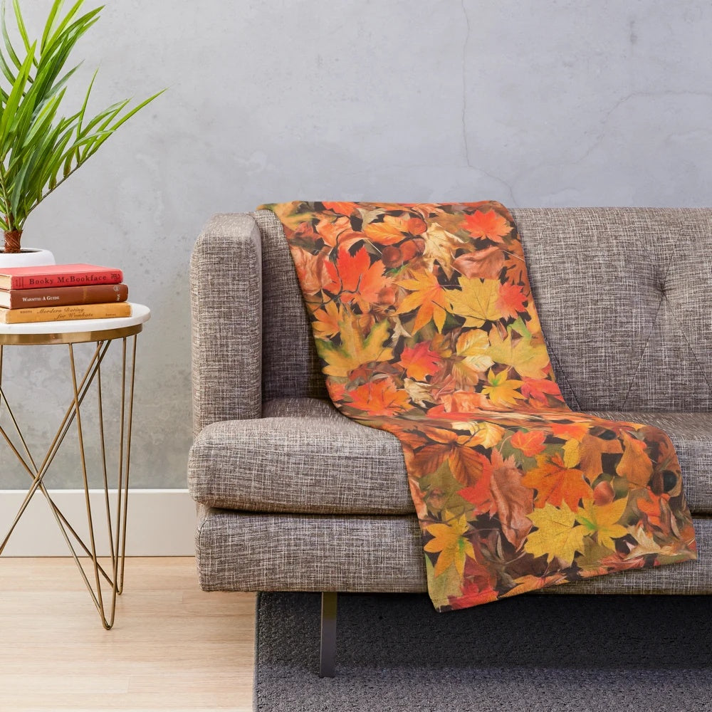 Autumn leaves plush blanket