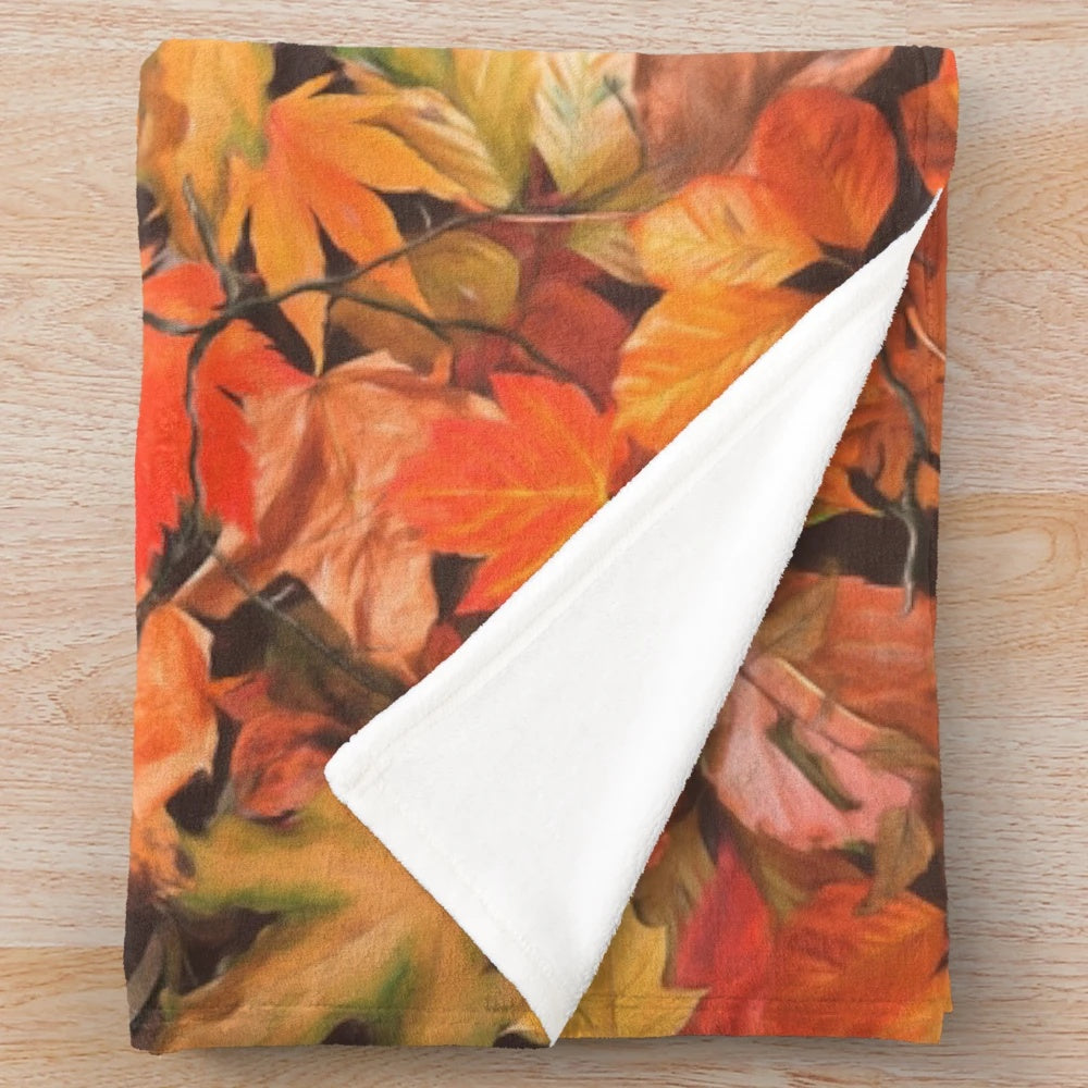 Autumn leaves plush blanket