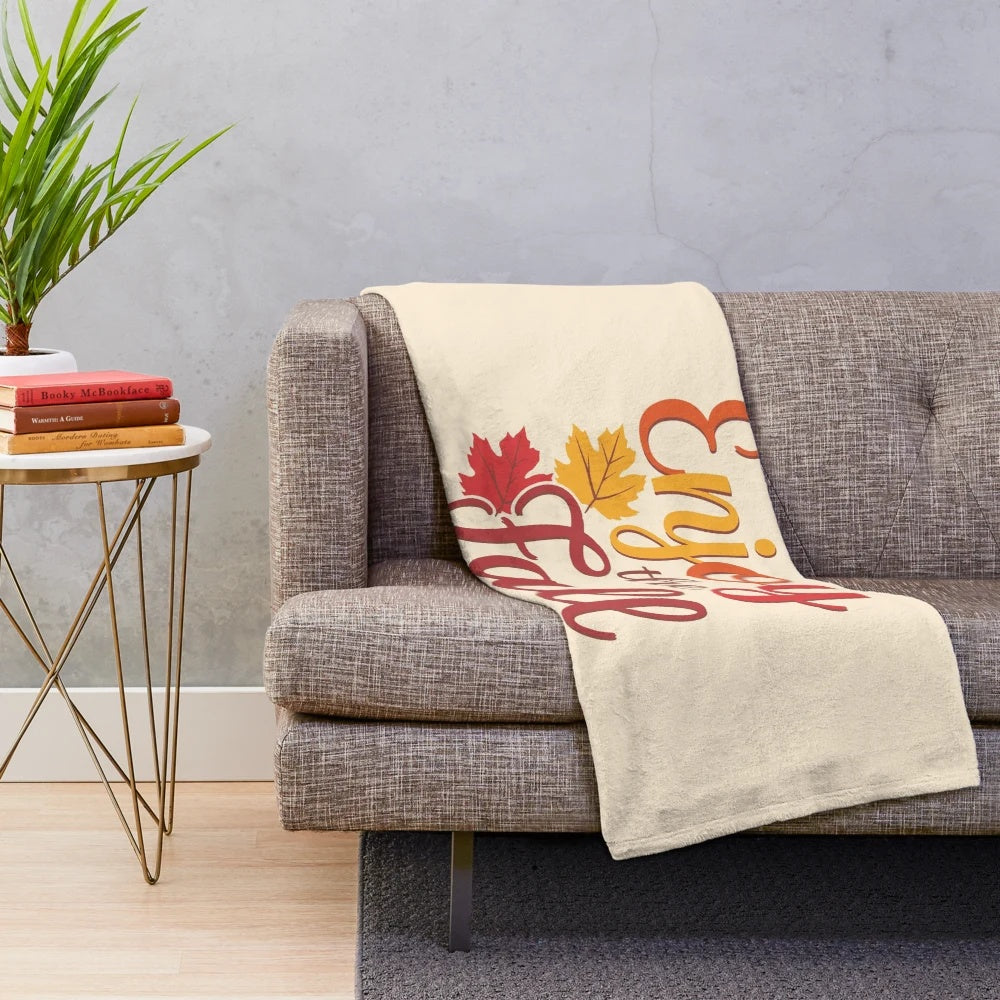 Autumn leaves pattern plush blanket for cozy fall home decor