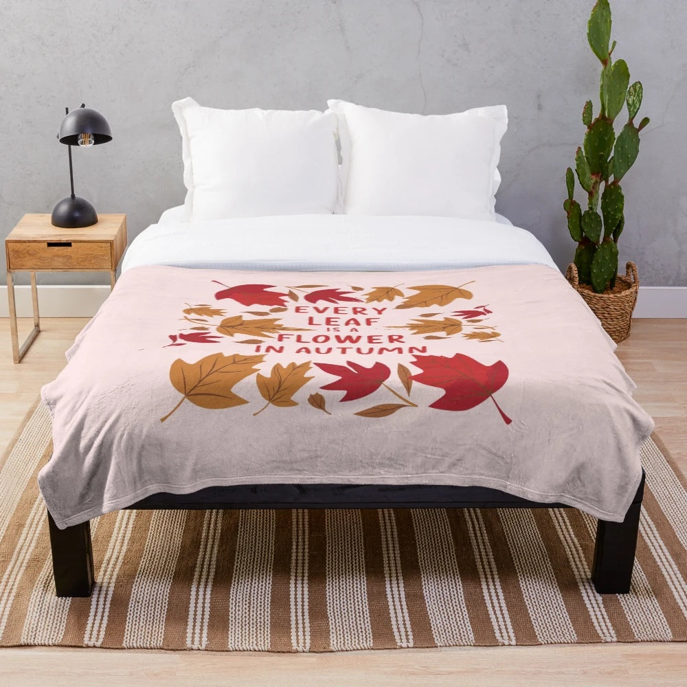 Colorful autumn leaves design plush blanket