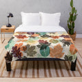 Colorful autumn leaves plush blanket