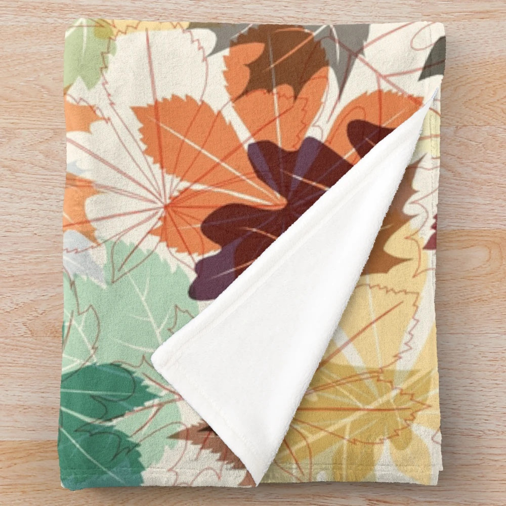 Colorful autumn leaves plush blanket