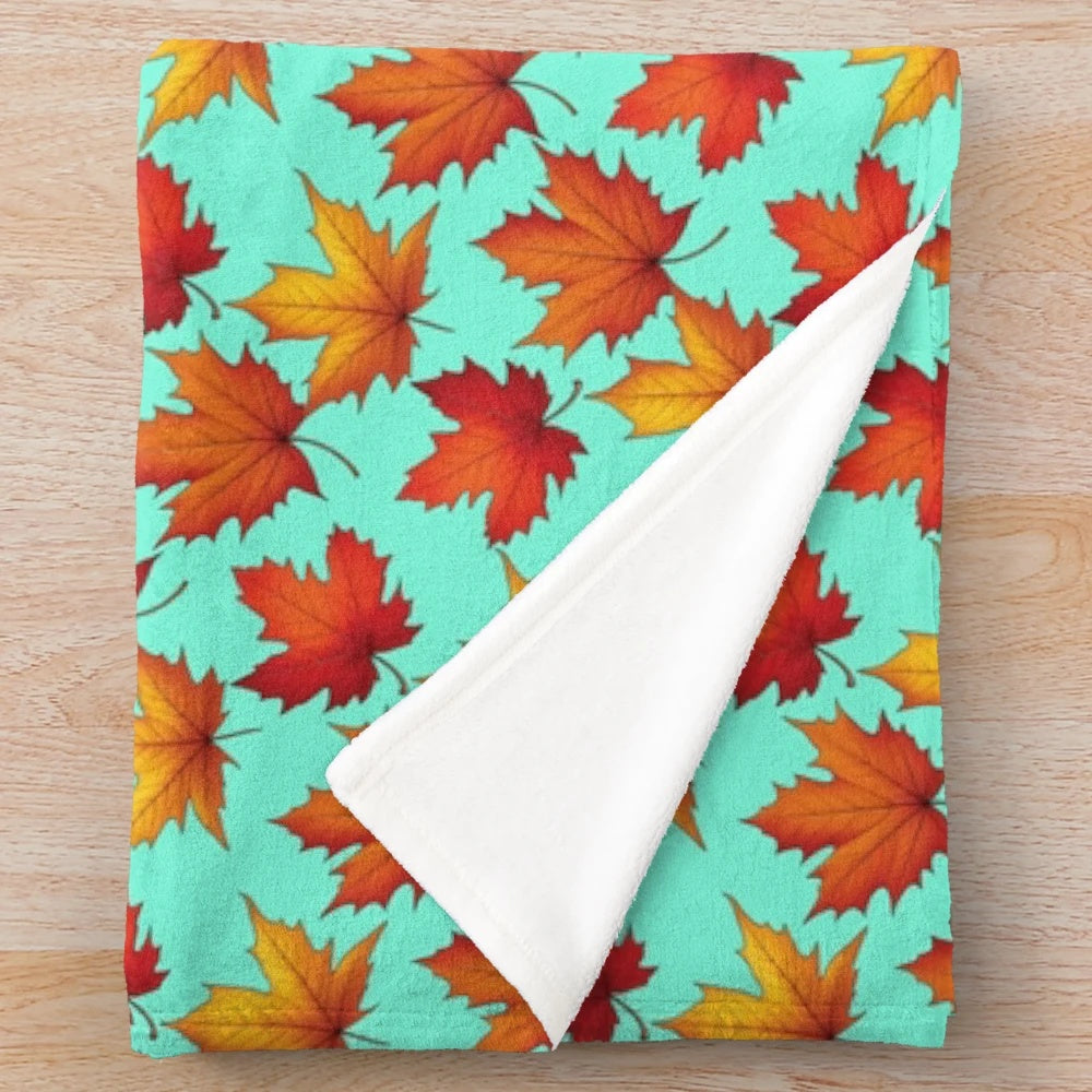 Autumn maple leaves pattern plush blanket