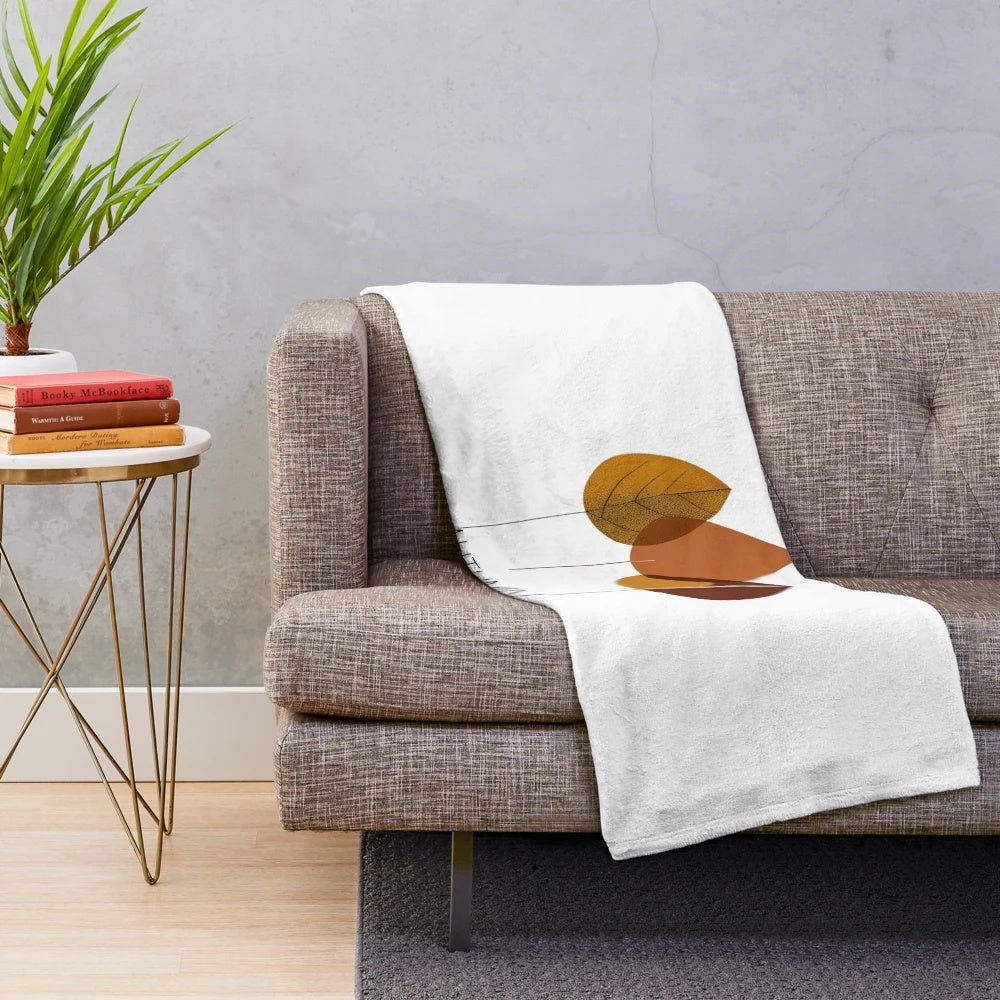 Cozy autumn nature plush blanket with minimalist fall-inspired art design