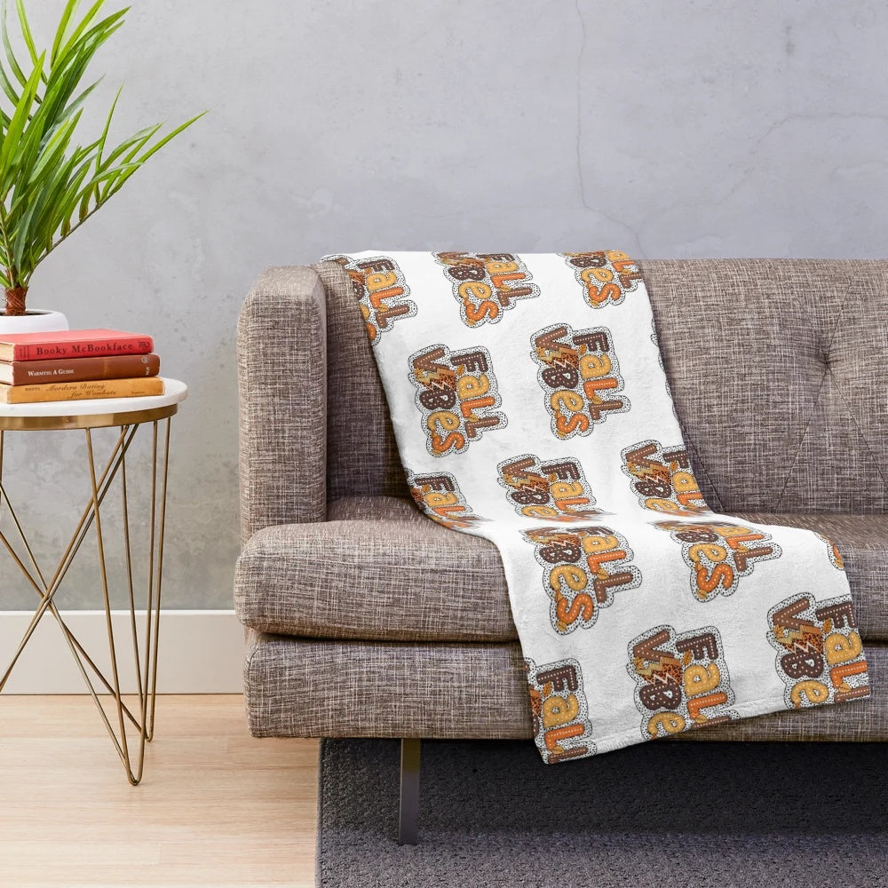 Soft and warm plush blanket with fall foliage design