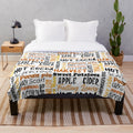 Cozy autumn plush blanket with pumpkins and fall foliage