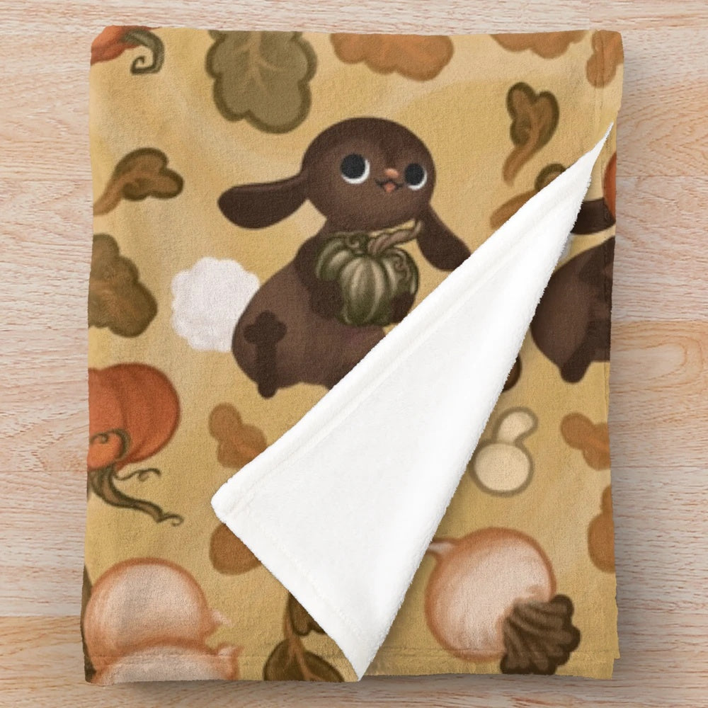 Autumn plush blanket with sheep and turnips