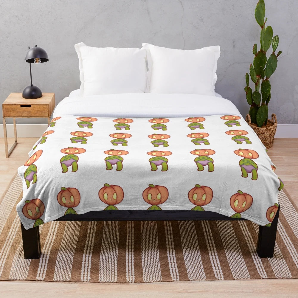 Jacky olandy plush blanket with spooky fall and Halloween motifs