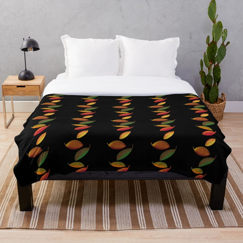 Cozy plush blanket featuring autumn leaves design