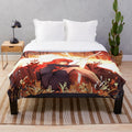 Plush blanket featuring a deer illustration in autumnal colors