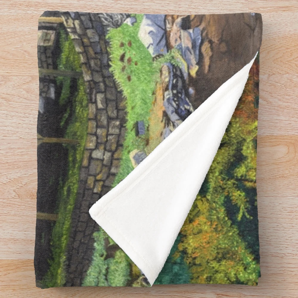 Plush blanket featuring the scenic Glade Creek Grist Mill in West Virginia