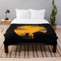 Cozy autumn plush blanket with harvest moon silhouette and music notes