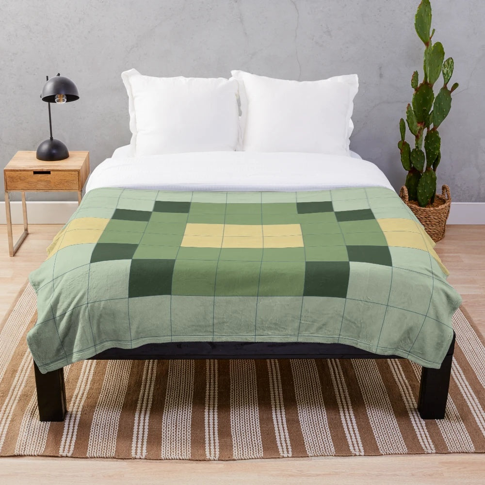 Minimal autumn plush blanket with geometric patterns