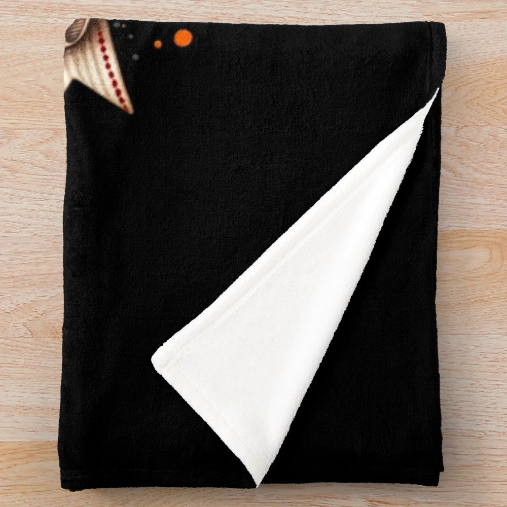 Cozy pumpkin-themed plush blanket with retro autumn design