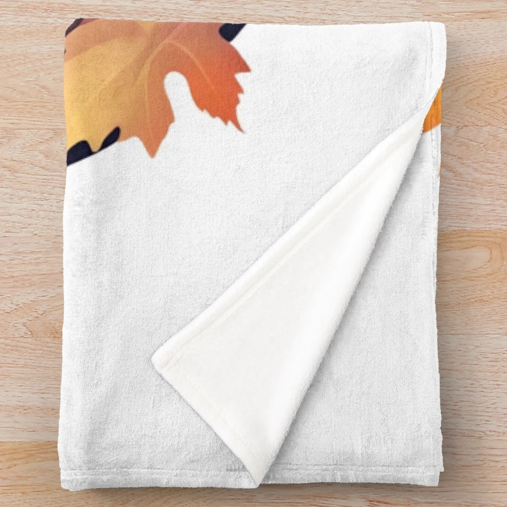Cozy fall plush blanket with cute lizard illustration