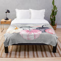 Pumpkin plush blanket with watercolor floral design