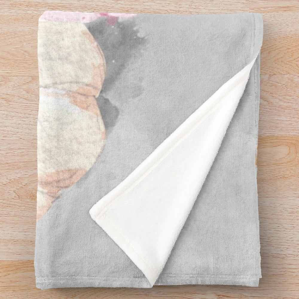 Pumpkin plush blanket with watercolor floral design