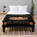 Watercolor pumpkins and vintage farmhouse-style plush blanket