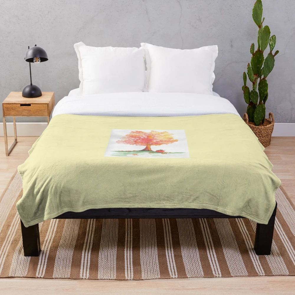 Autumn tree plush blanket with vibrant fall colors
