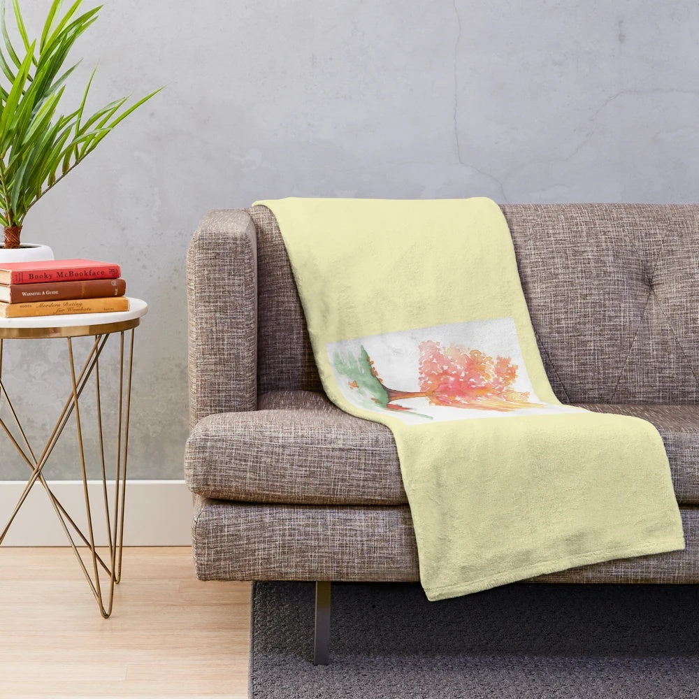 Autumn tree plush blanket with vibrant fall colors