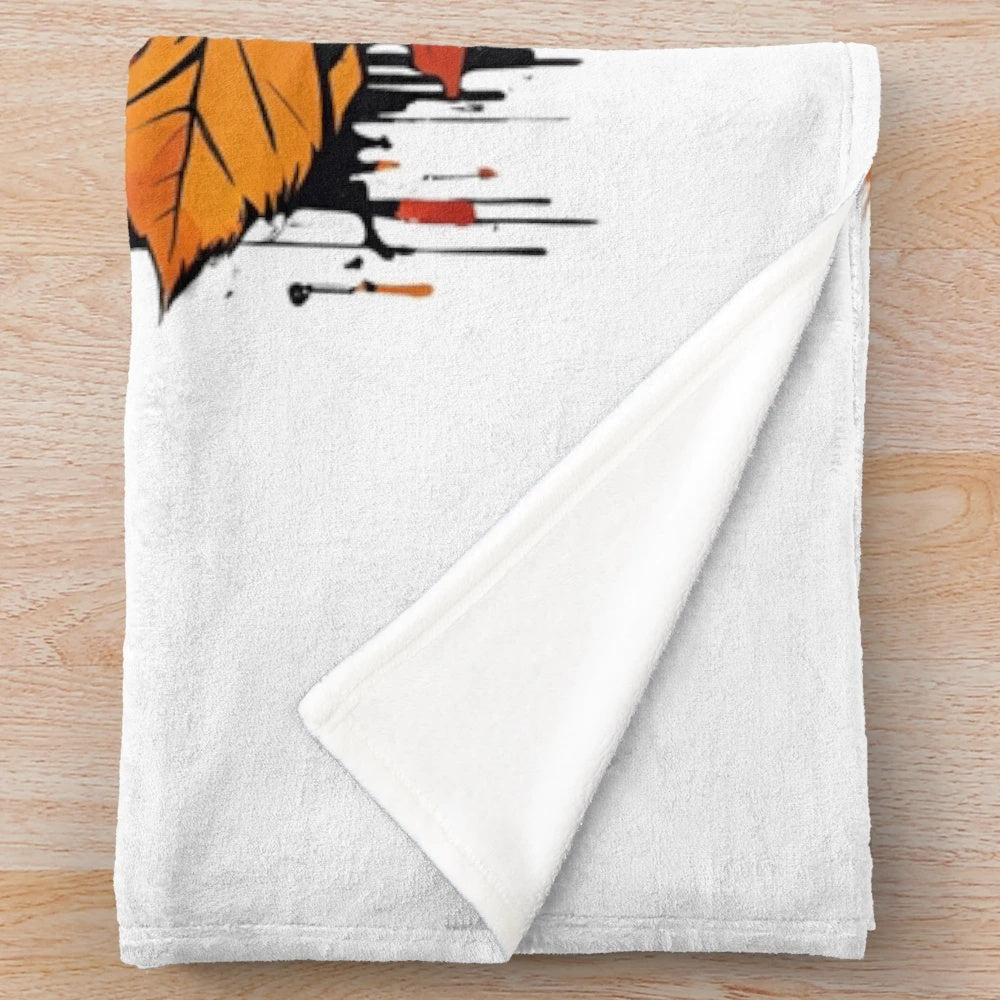 Autumn Vibes Plush Blanket with Urban Street Art Aesthetic