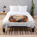 Autumn vibes street art plush blanket with fall leaves, pumpkins, and orange colors