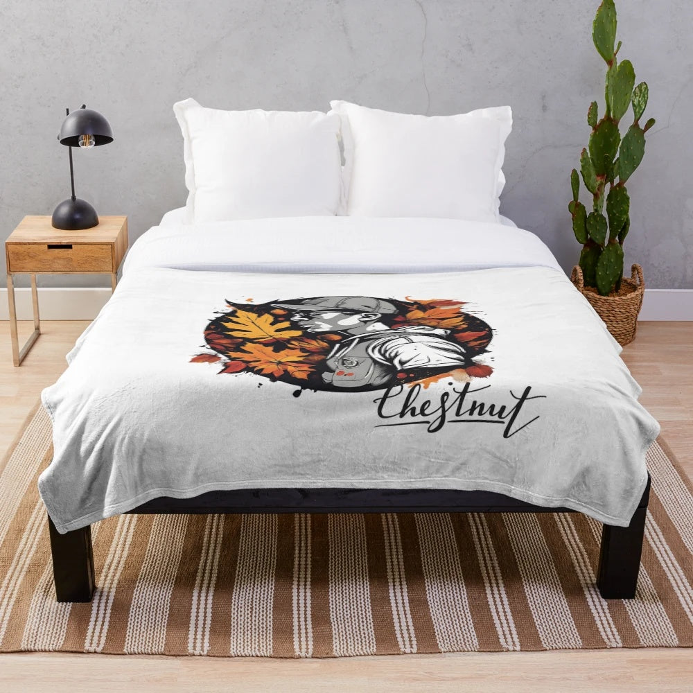 Autumn vibes plush blanket featuring urban fall aesthetic art