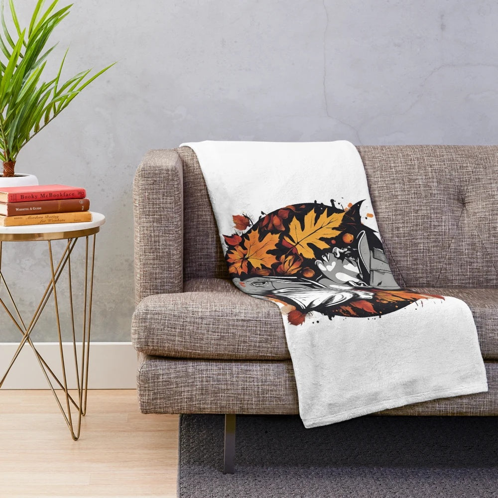 Autumn vibes plush blanket featuring urban fall aesthetic art