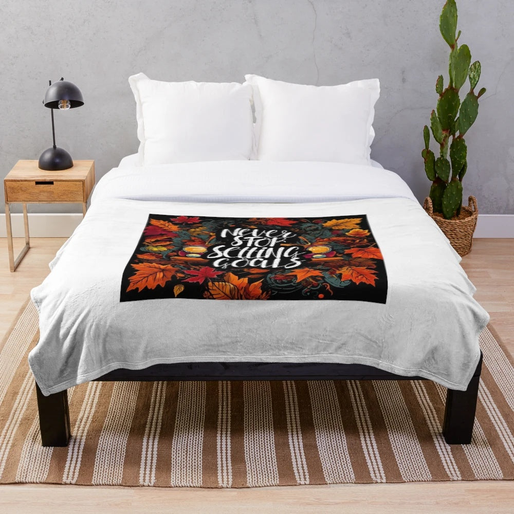 Cozy plush blanket with autumn vibes and urban street art aesthetic