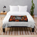 Cozy plush blanket with autumn vibes and urban street art aesthetic