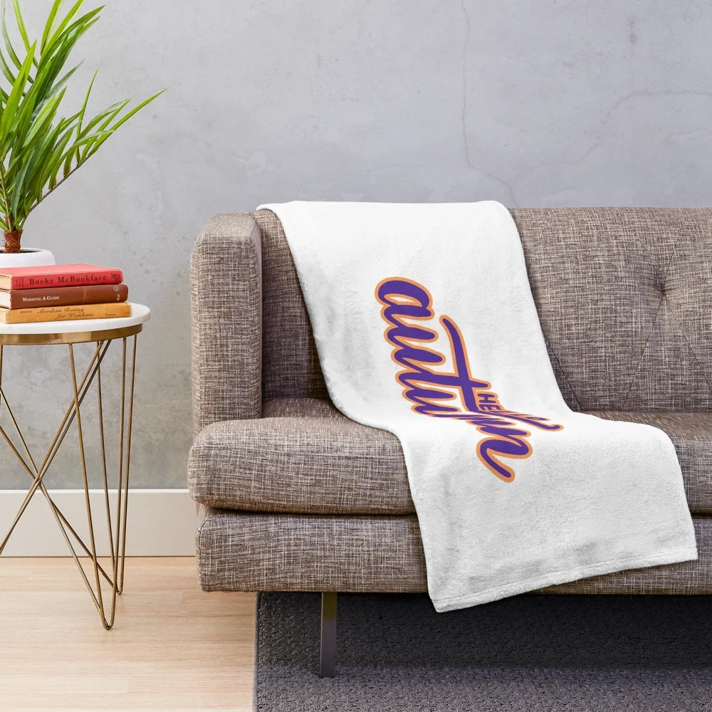 Autumn vibes plush blanket with urban fall aesthetic design