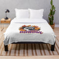 Autumn-themed plush blanket with urban street art and fall aesthetic designs
