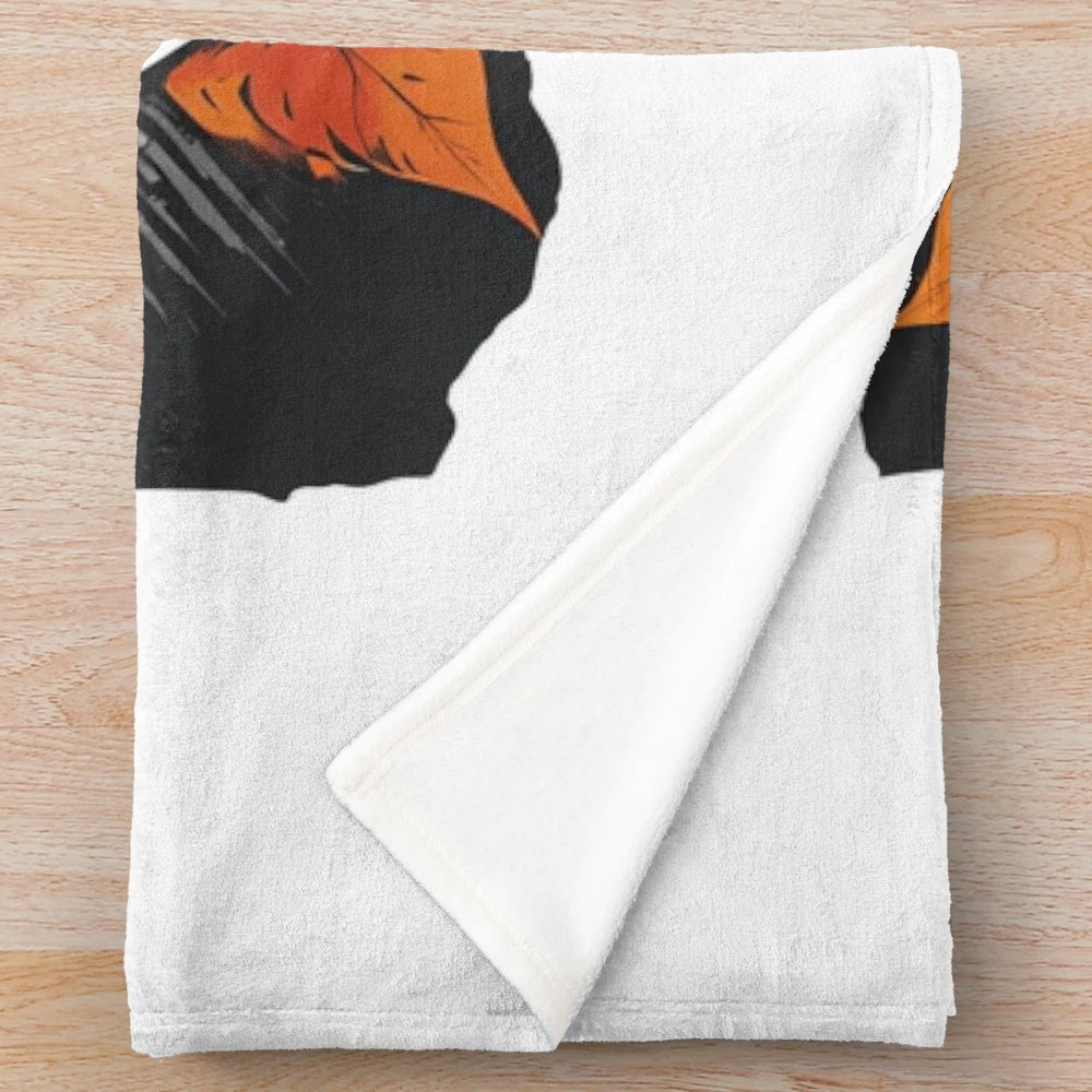Autumn vibes plush blanket with urban fall aesthetic street art design
