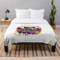 Cozy autumn vibes plush blanket featuring urban street art design