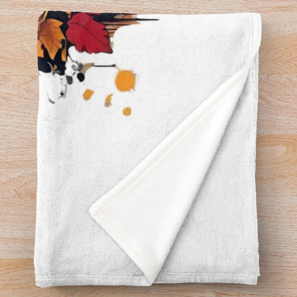 Cozy autumn vibes plush blanket featuring urban street art design