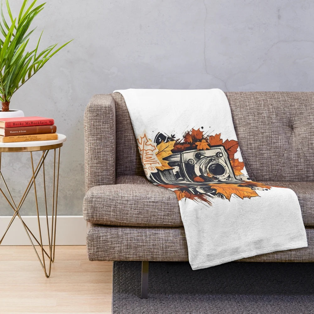 Plush blanket featuring an autumn vibes street art design