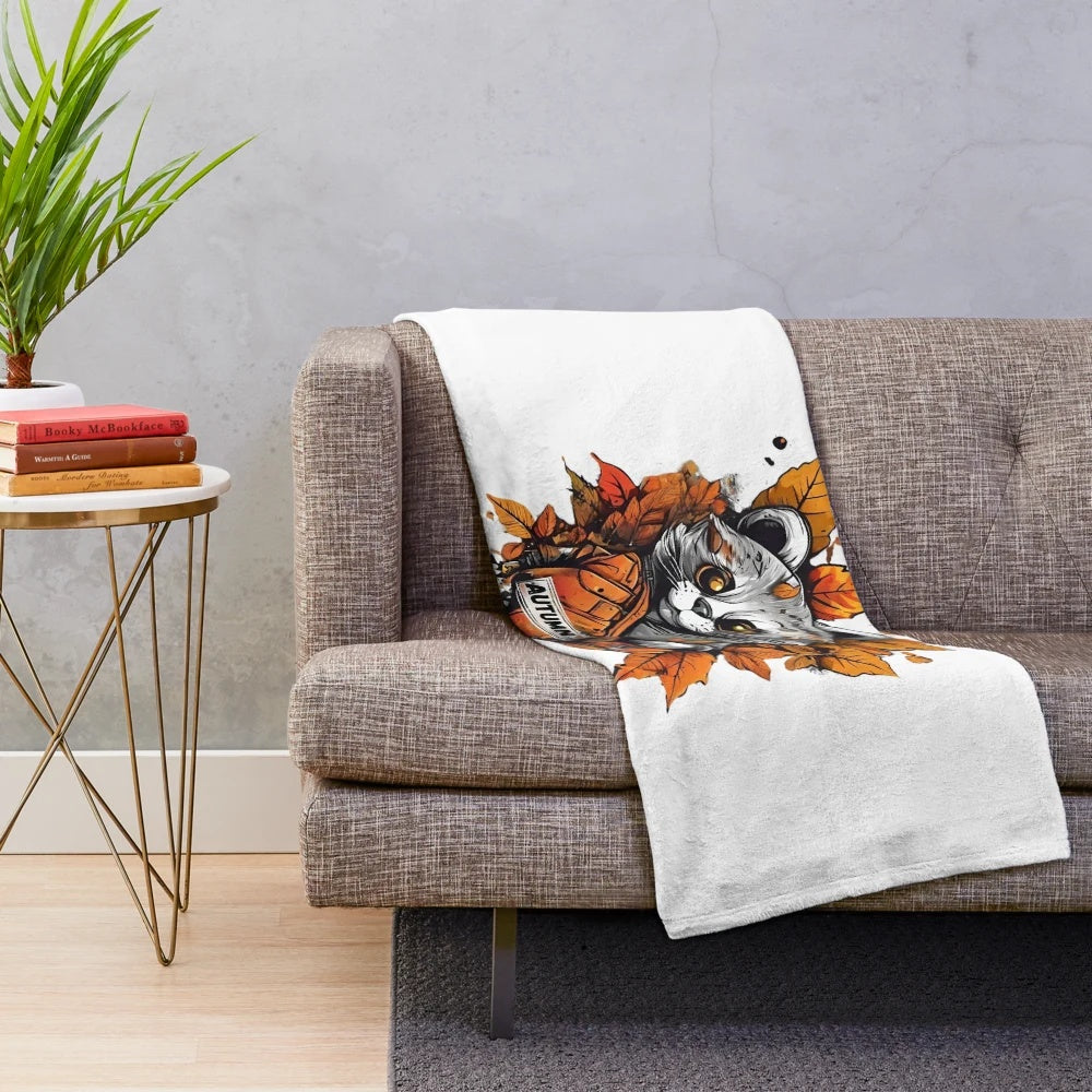 Cozy plush blanket featuring urban fall aesthetic art