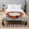 Cozy plush autumn wreath blanket