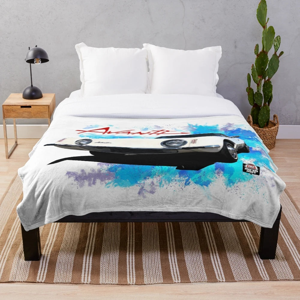 Avanti by Studebaker plush blanket featuring a classic car design