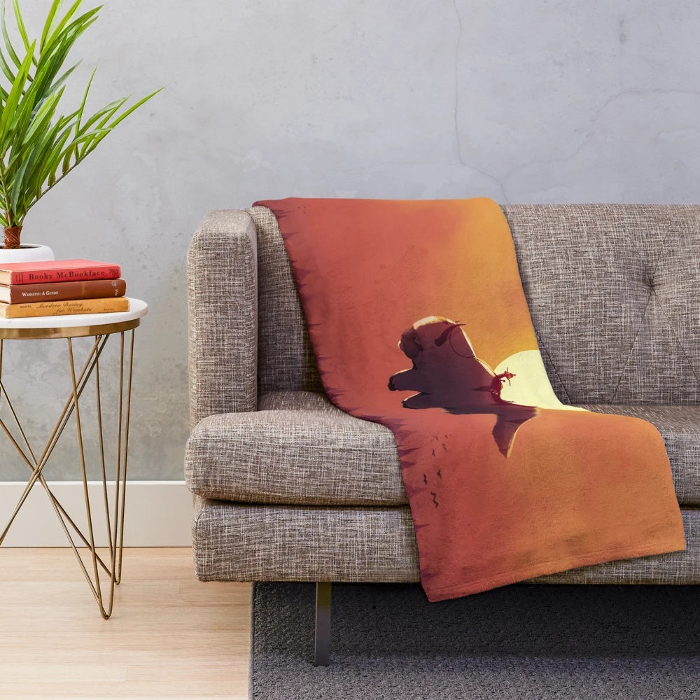 Cozy plush blanket featuring a fantasy art landscape inspired by Avatar: The Last Airbender