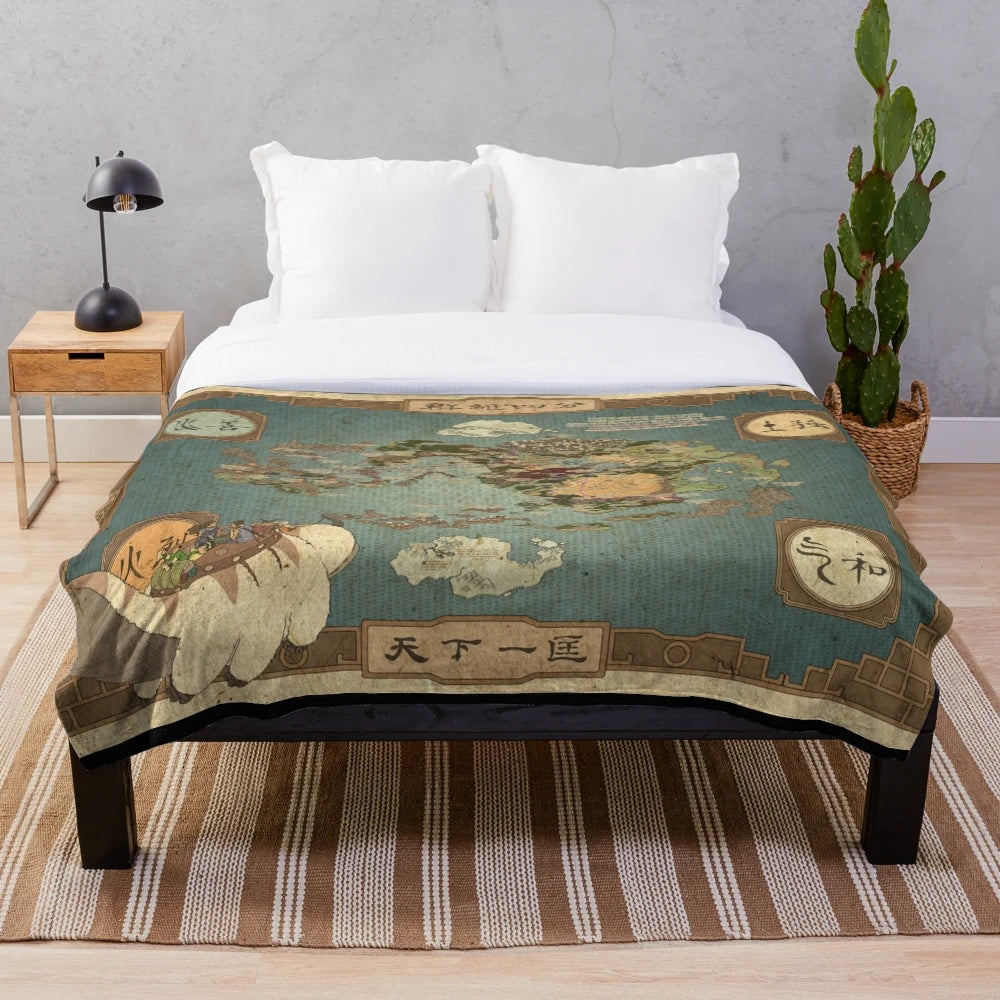 Avatar the Last Airbender inspired plush blanket featuring the world map