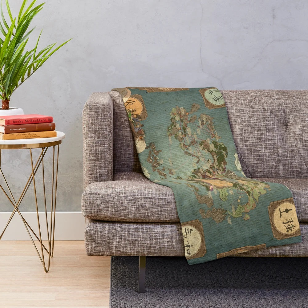 Avatar the Last Airbender inspired plush blanket featuring the world map