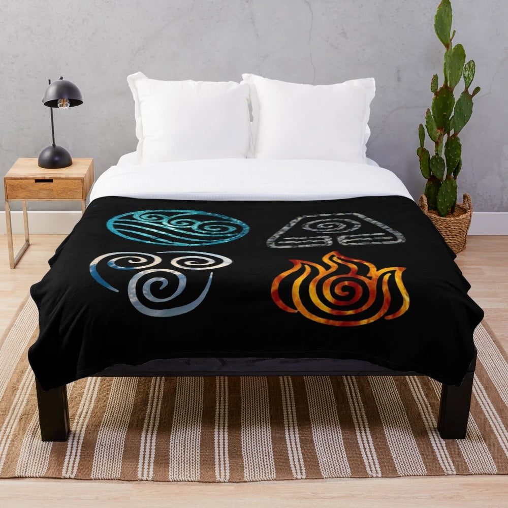 Avatar the Last Airbender element symbols plush blanket