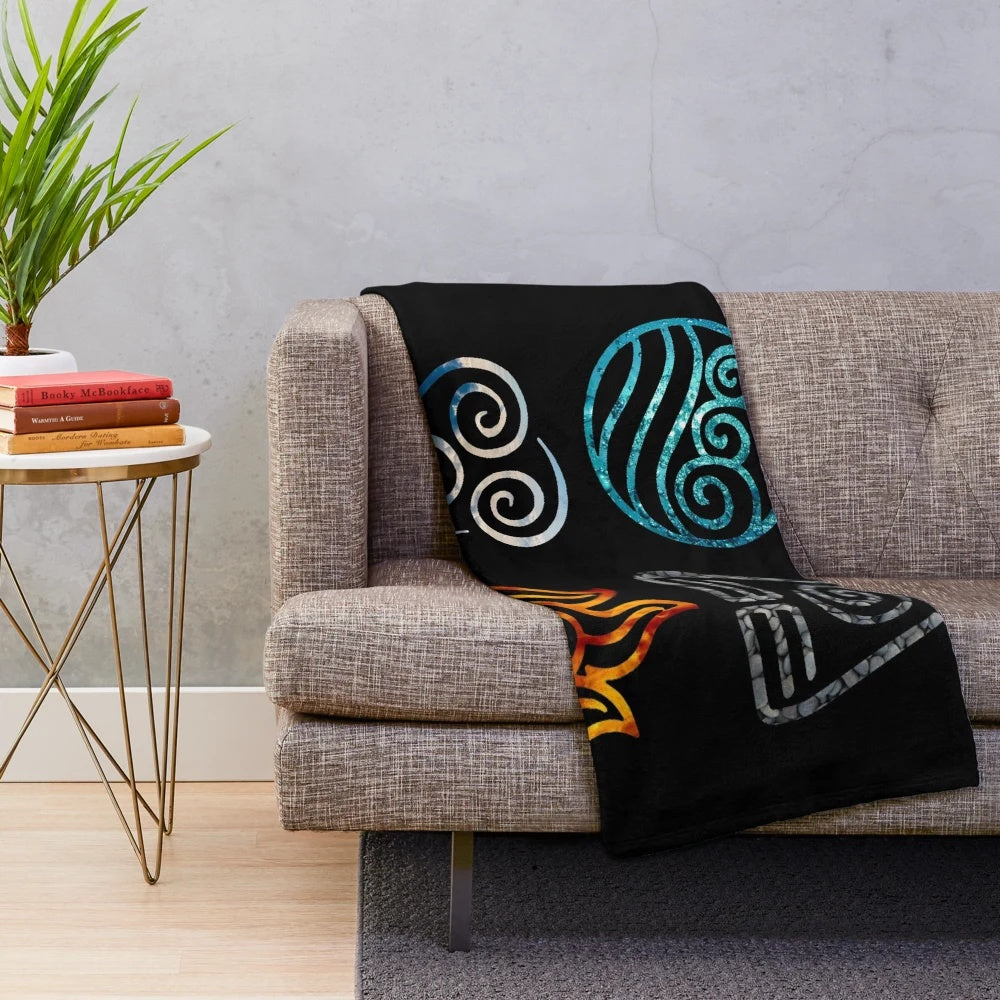 Avatar the Last Airbender element symbols plush blanket