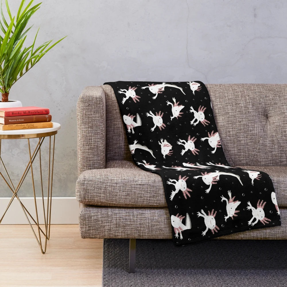 Soft and cuddly axolotl plush blanket with a cute neotenic salamander design